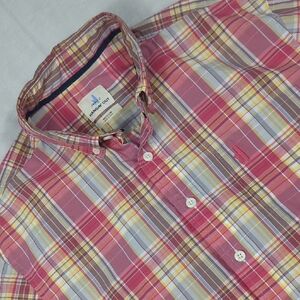johnnie-O Cotton Plaid Short Sleeve Button-down Mens Shirt Size Medium